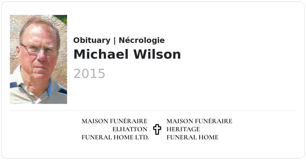 Michael Wilson Obituaries Elhatton's Funeral Home Ltd.