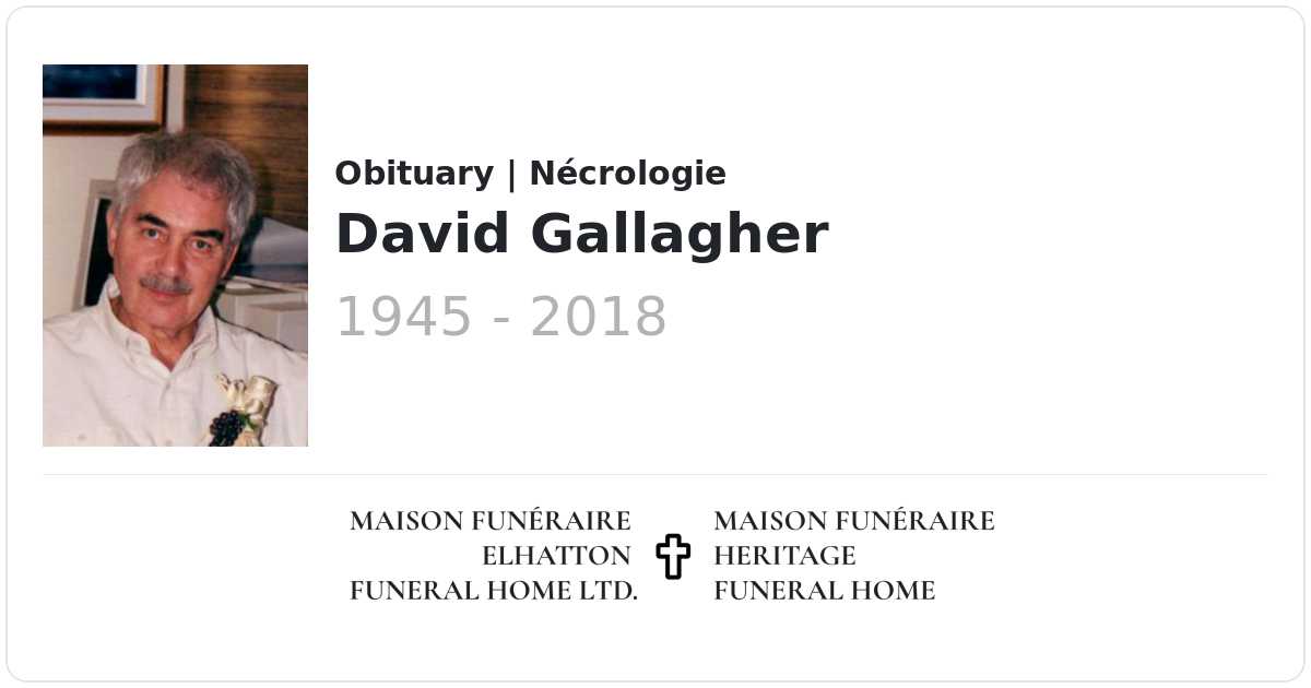 David Gallagher Obituaries Elhatton's Funeral Home Ltd.